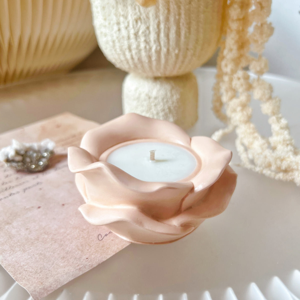 Handmade Rose Shaped Jar Soy Wax Candle | LMJ Candles