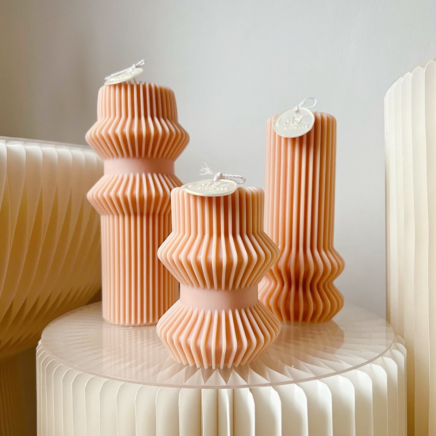 Ribbed Vase Pillar Candle - Wedding & Event Candles | LMJ Candles