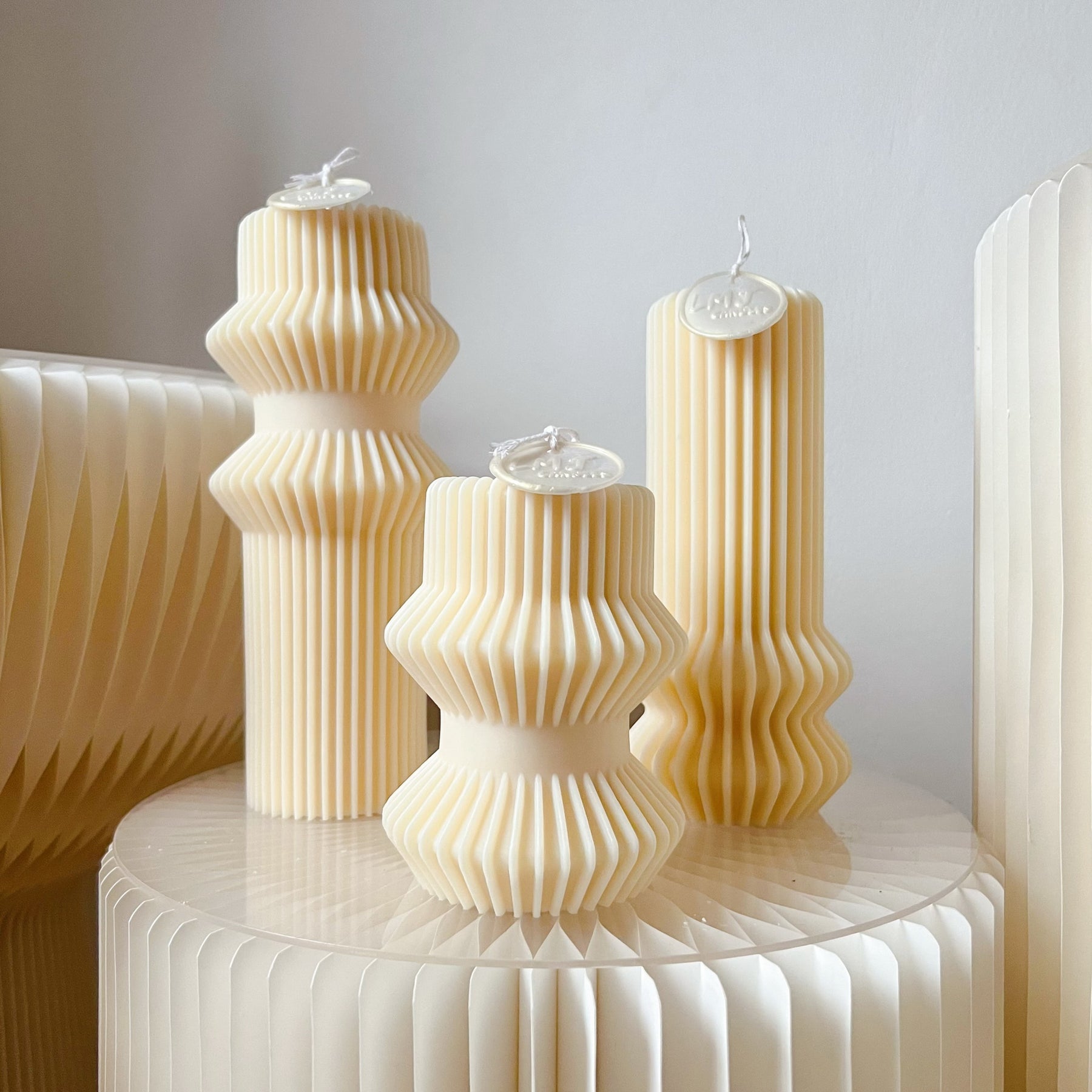 Ribbed Vase Pillar Candle - Wedding & Event Candles | LMJ Candles