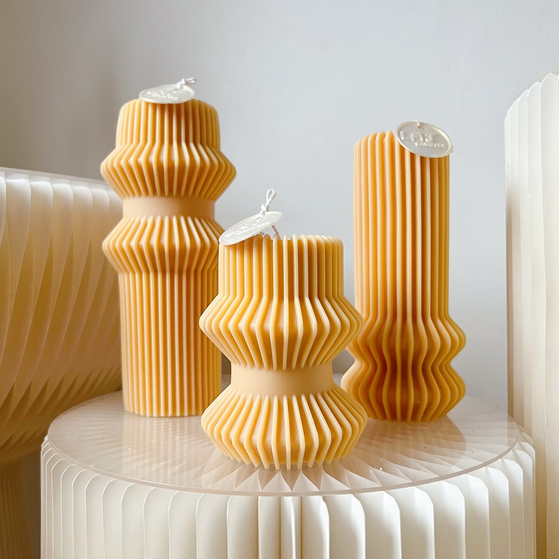 Ribbed Vase Pillar Candle - Wedding & Event Candles | LMJ Candles