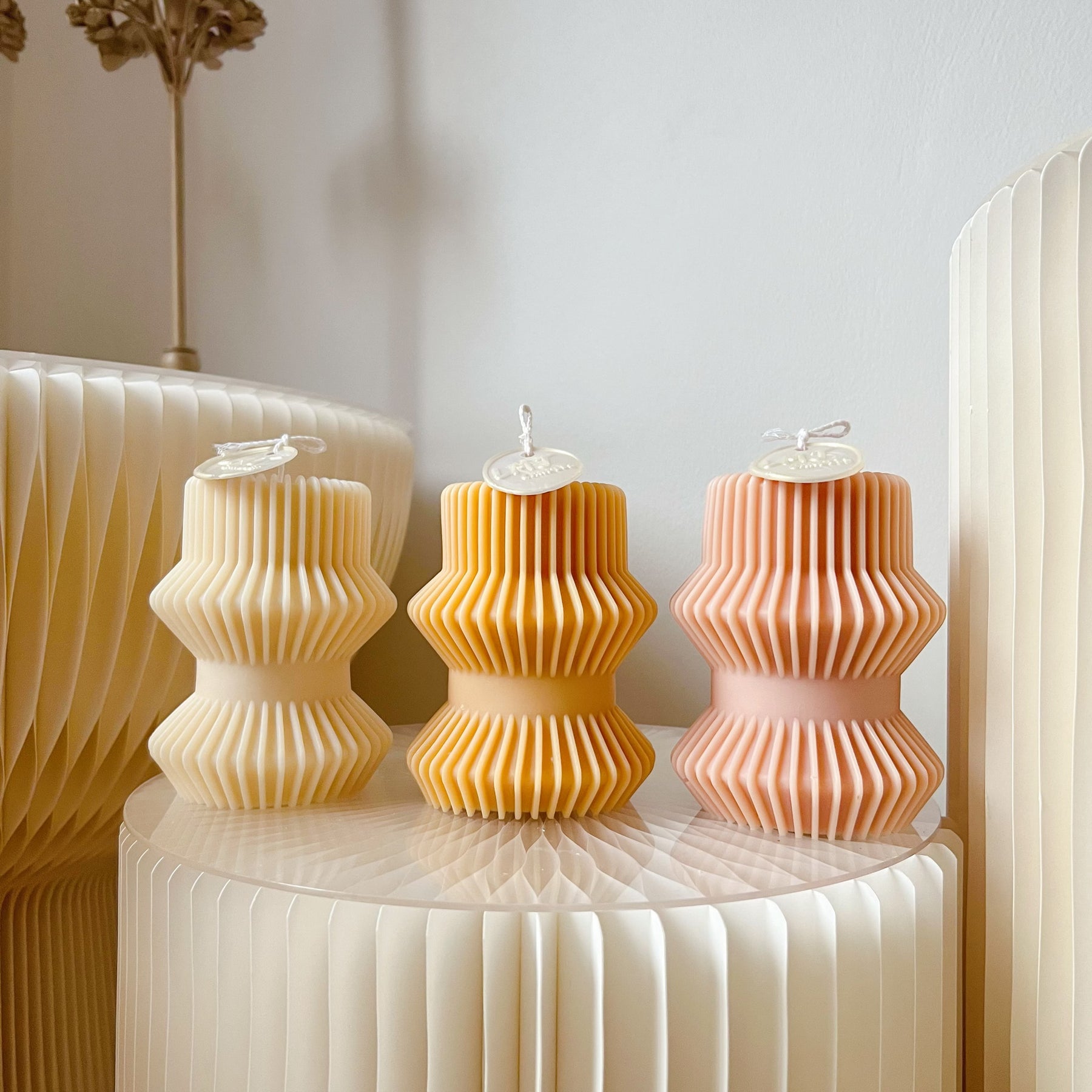 Ribbed Vase Pillar Candle - Wedding & Event Candles | LMJ Candles