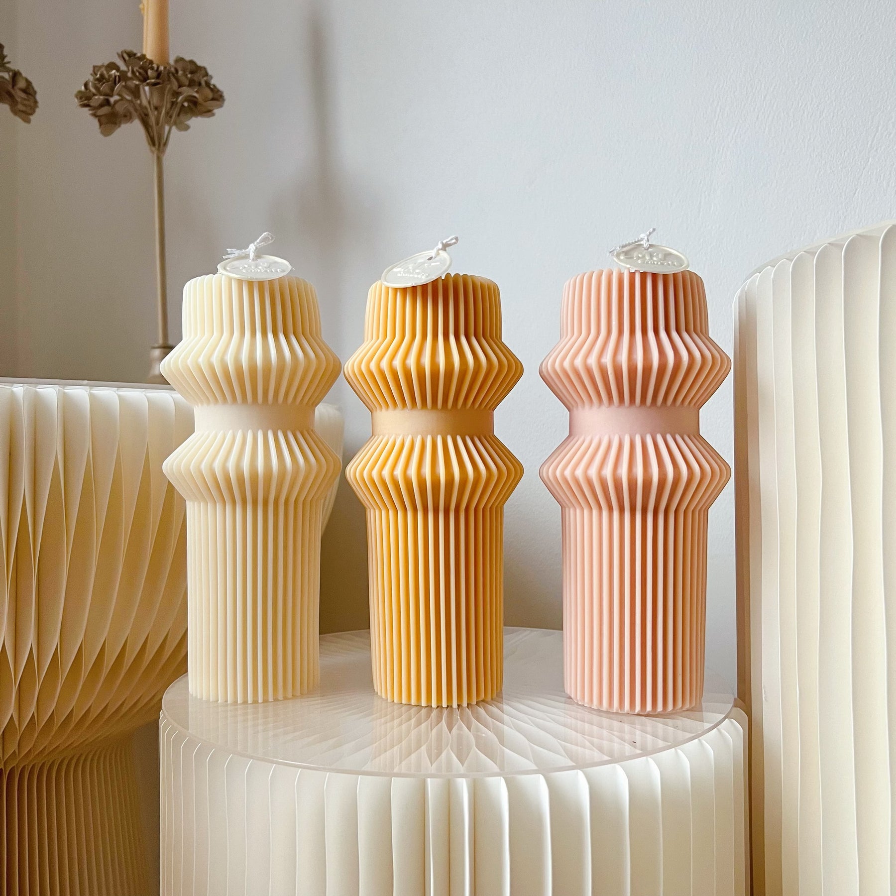 Ribbed Vase Pillar Candle - Wedding & Event Candles | LMJ Candles