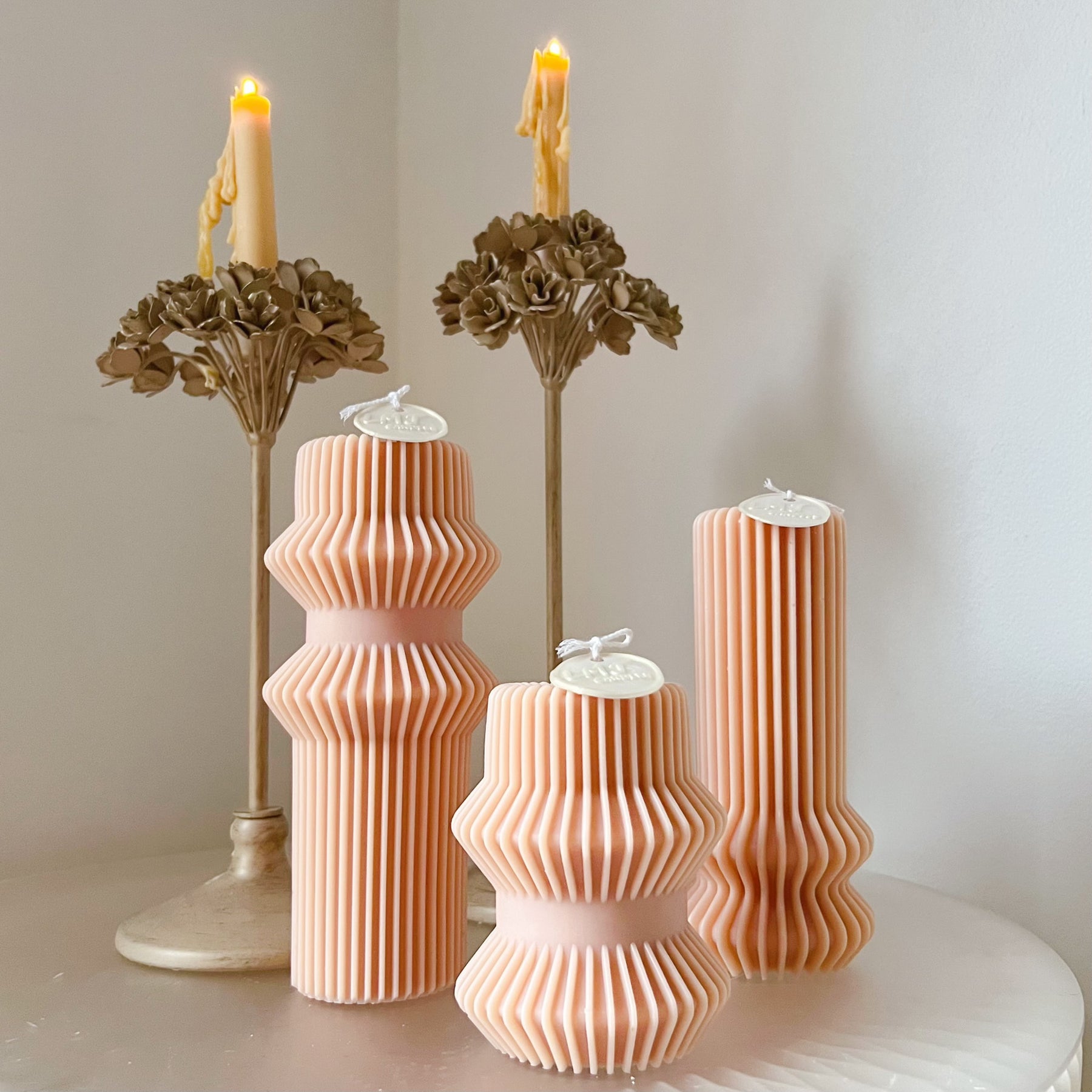 Ribbed Vase Pillar Candle - Wedding & Event Candles | LMJ Candles