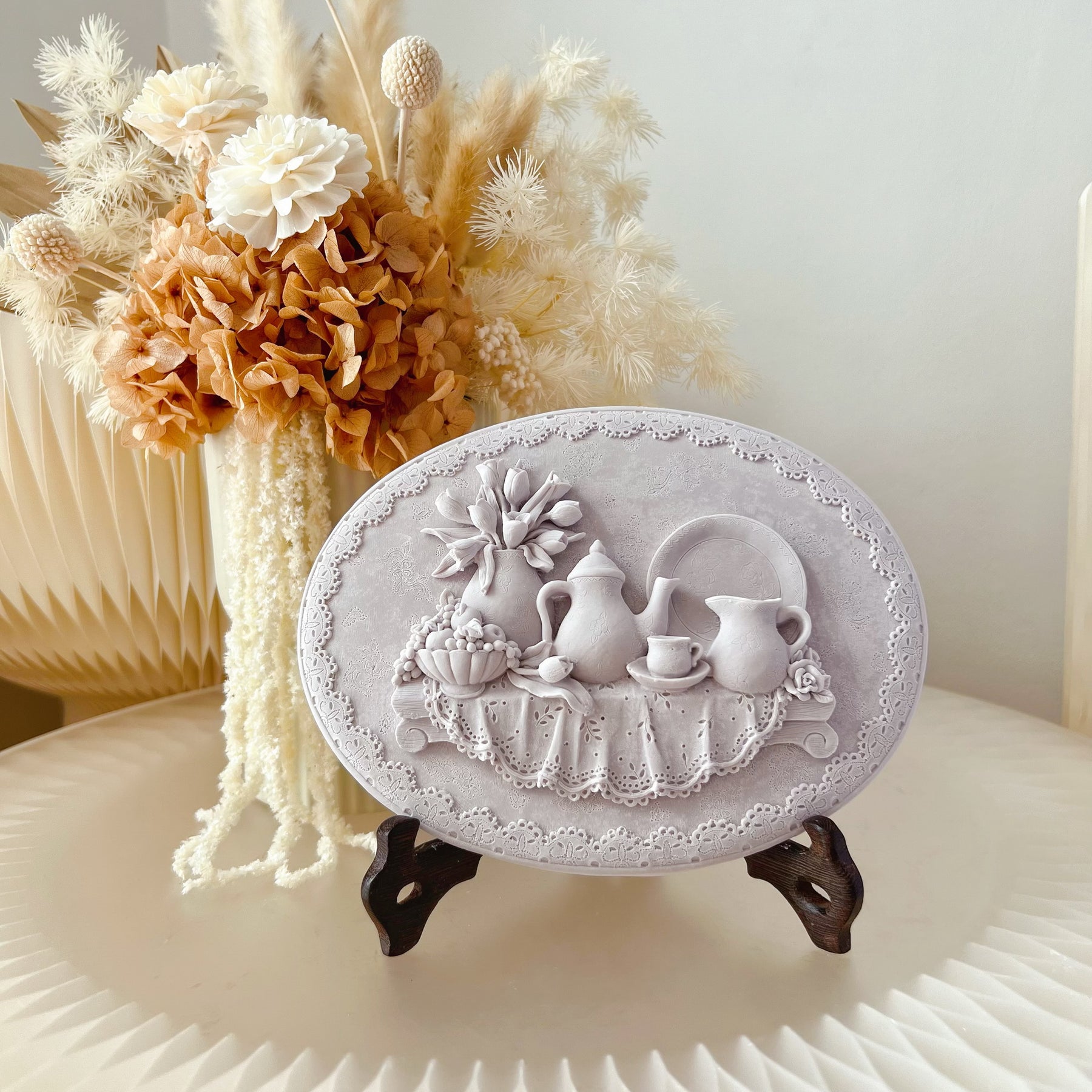 Afternoon Tea Scented Artwork, Rose & Tulip Flower Air Freshener, LMJ Candles