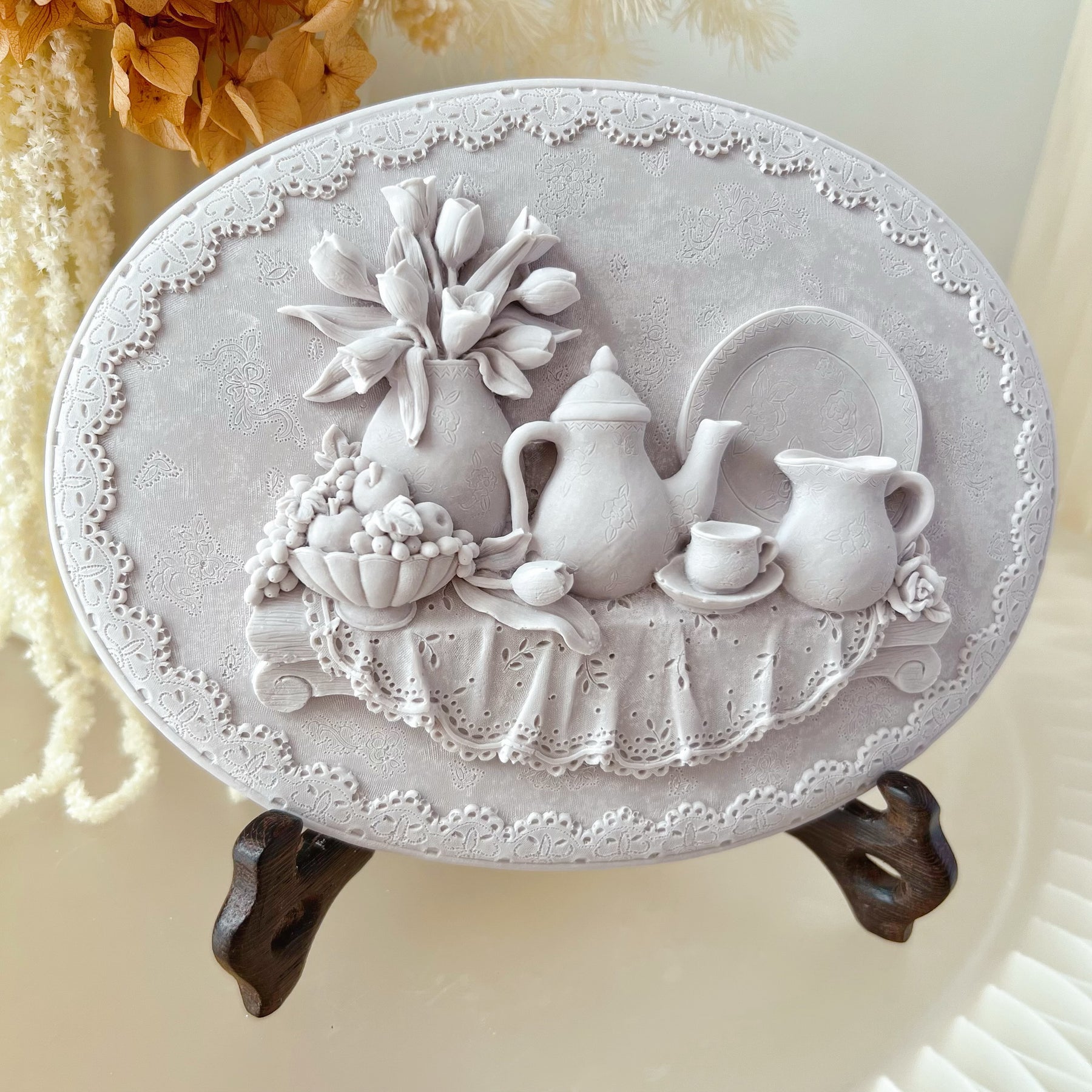 Afternoon Tea Scented Artwork, Rose & Tulip Flower Air Freshener, LMJ Candles