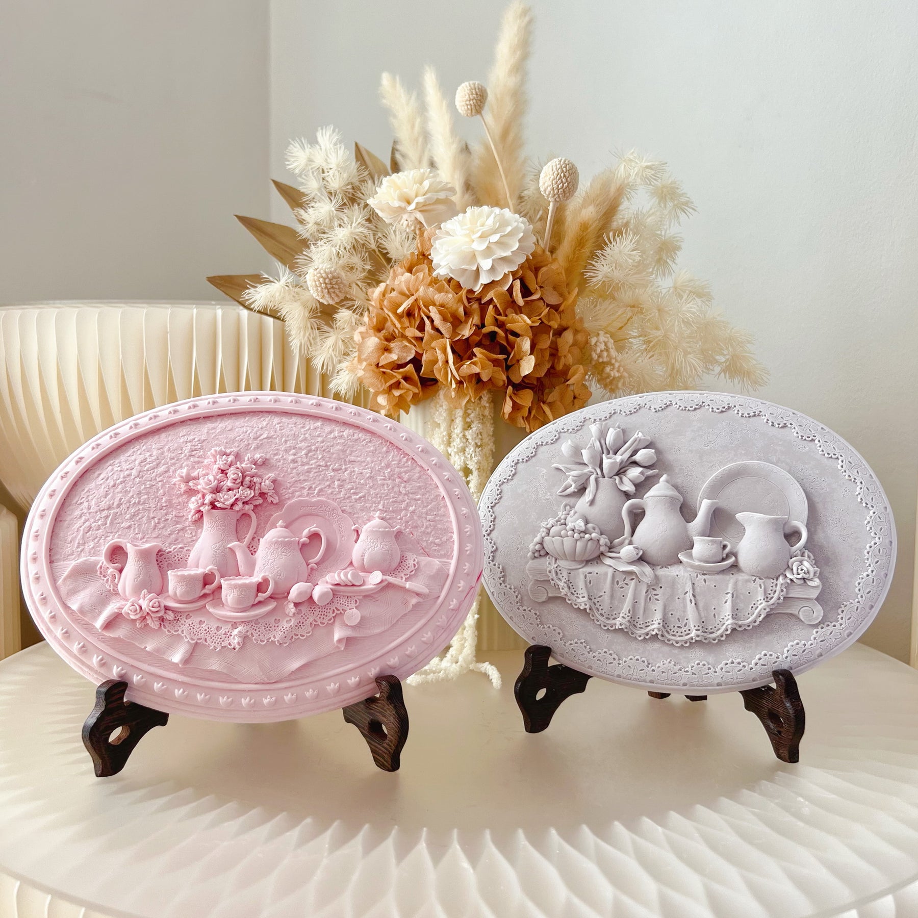 Afternoon Tea Scented Artwork, Rose & Tulip Flower Air Freshener, LMJ Candles