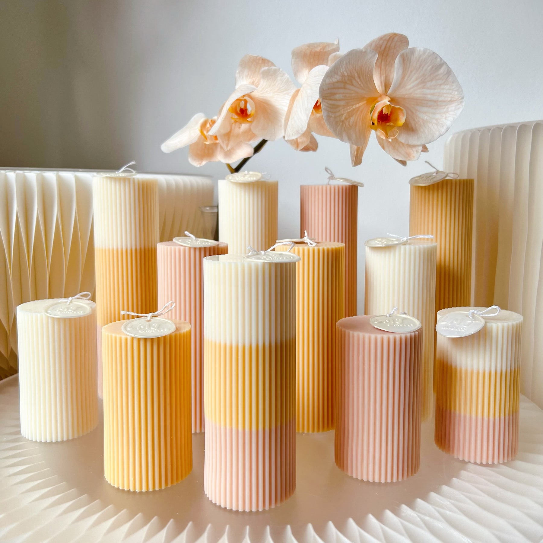 Wedding Candle & Event Décor - Ribbed Pillar Candle | LMJ Candles