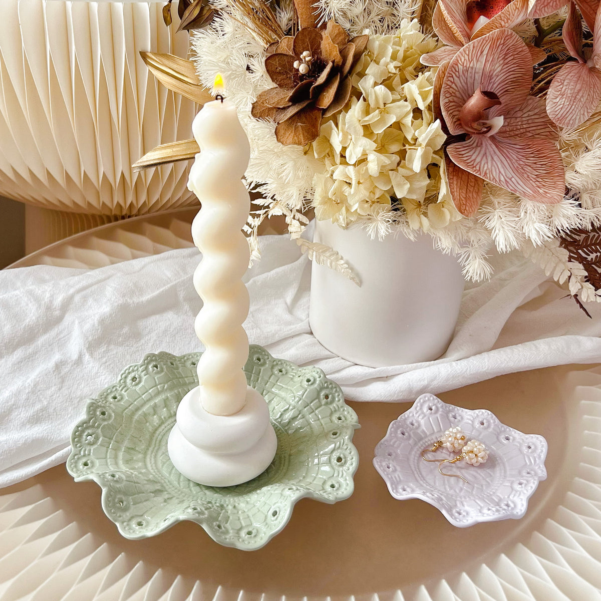 Handcrafted Vintage Frill Decorative Tray | Trinket Dish - LMJ Candles