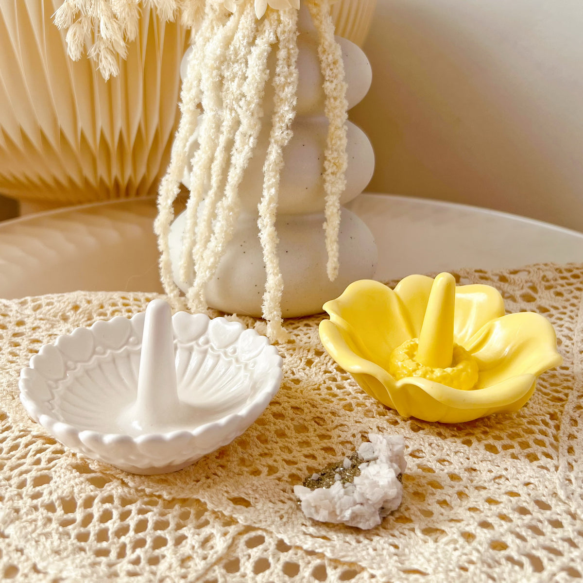 Handcrafted Flower Heart Shaped Ring Holder Trinket Dish | LMJ Candles