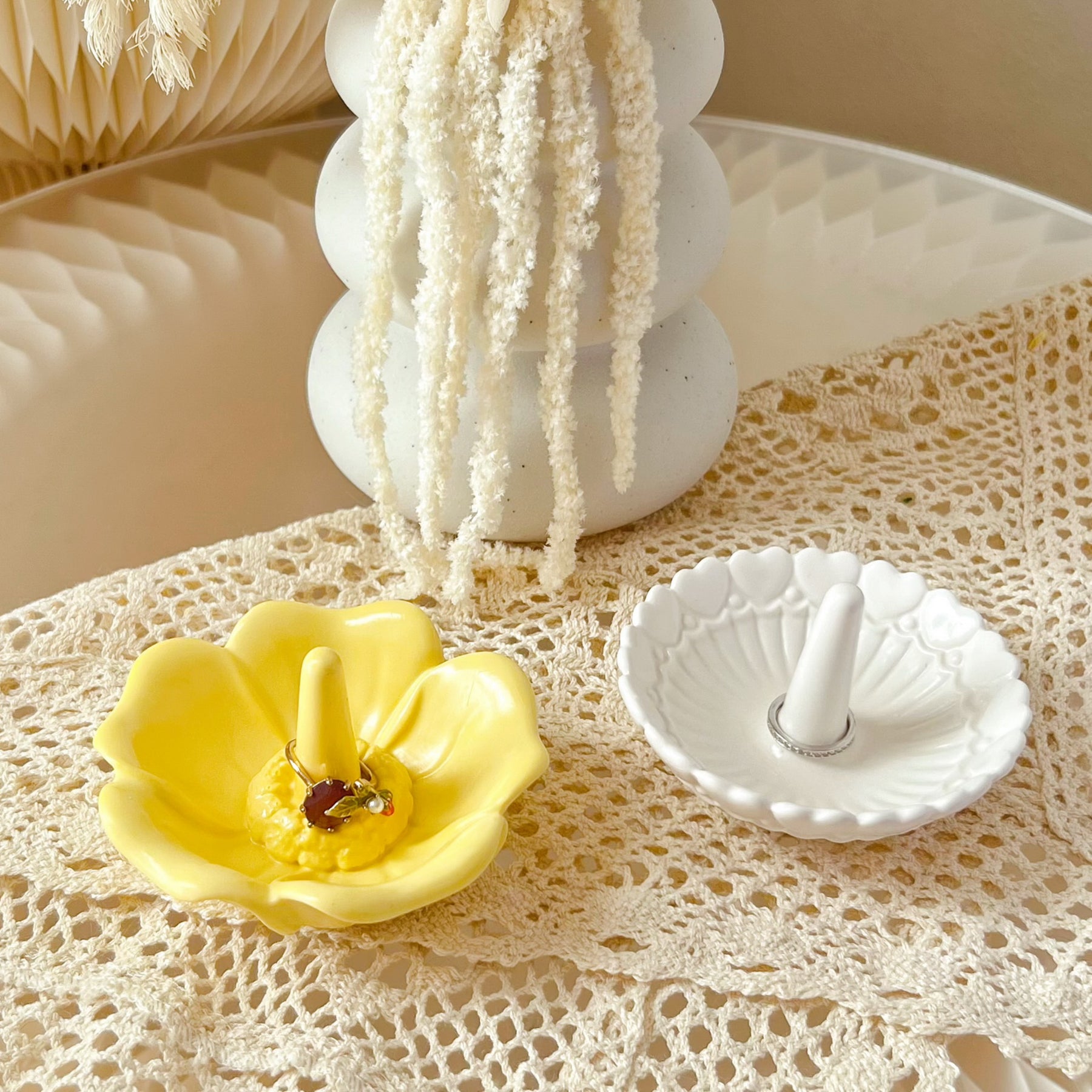 Handcrafted Flower Heart Shaped Ring Holder Trinket Dish | LMJ Candles