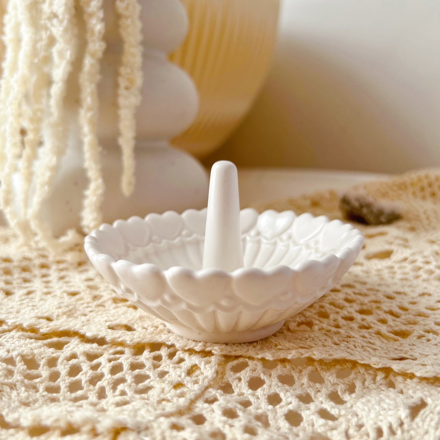 Handcrafted Flower Heart Shaped Ring Holder Trinket Dish | LMJ Candles