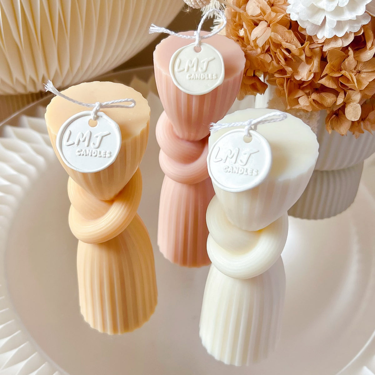 Ribbed Knot Scented Pillar Candle - Unique Home Décor | LMJ Candles