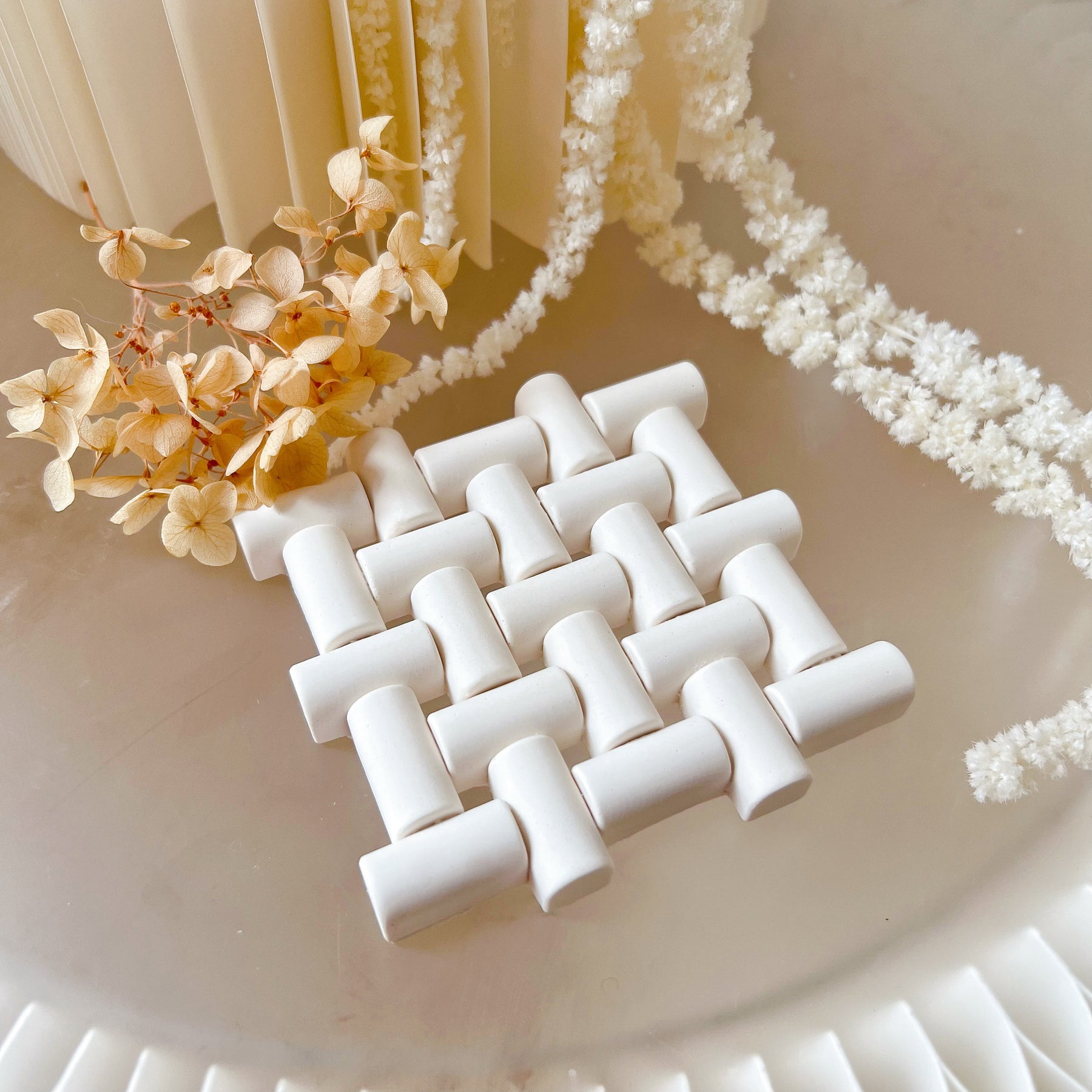 Handcrafted Coaster - Square Grid Stripe Trinket Dishes | LMJ Candles