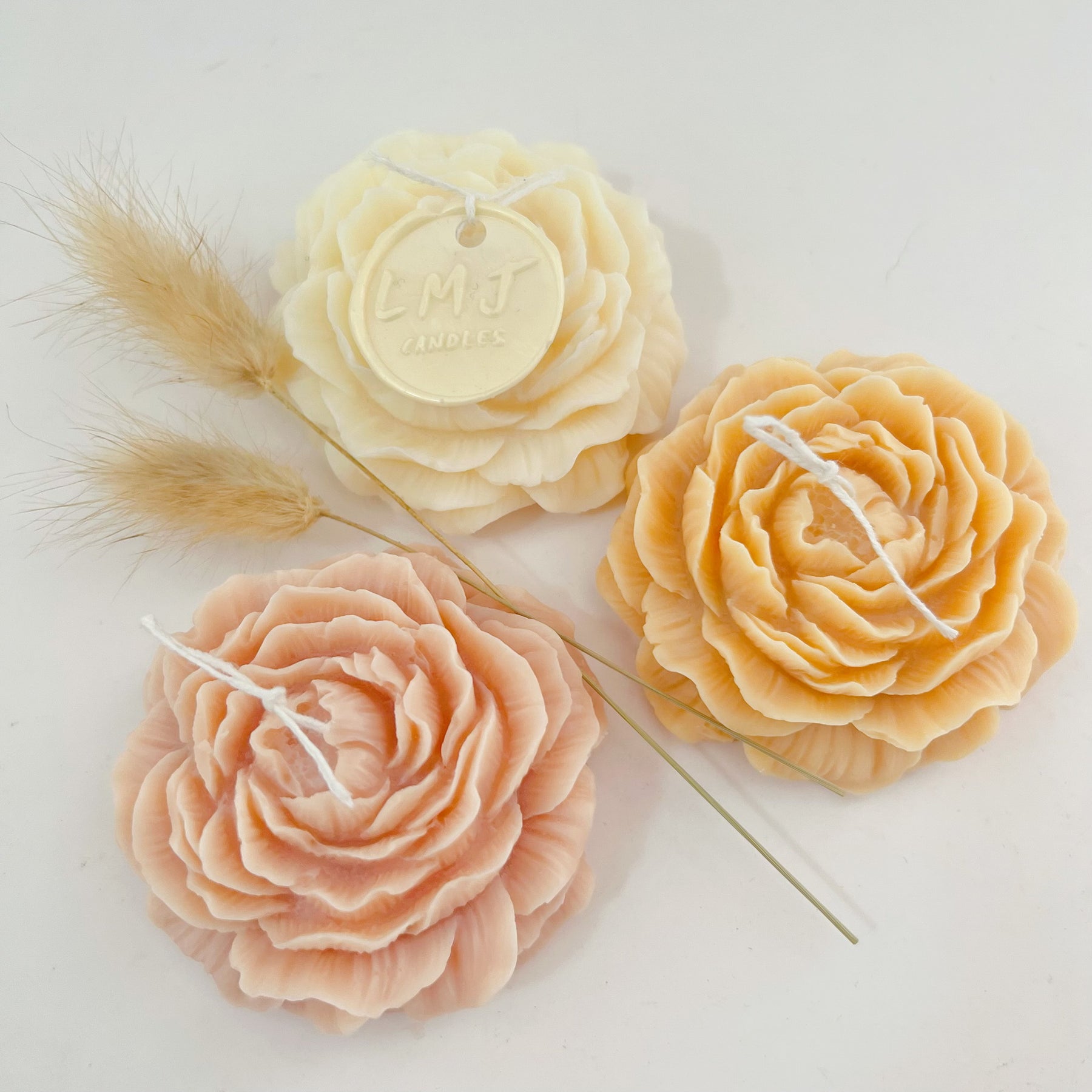 Australian Made Wedding Favours - Peony Flower Candle | LMJ Candles