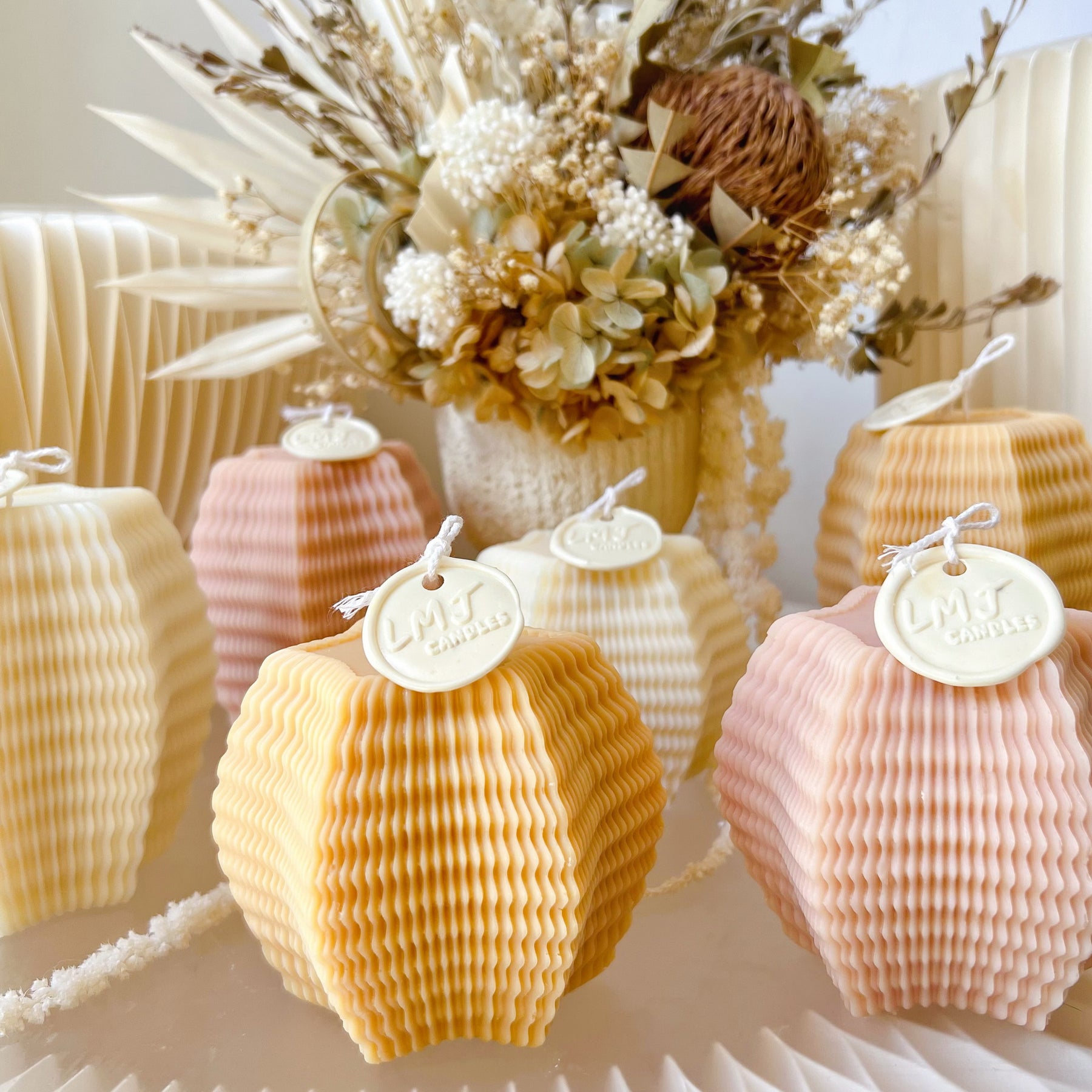 Ribbed Star Scented Pillar Candle - Modern Home Décor | LMJ Candles