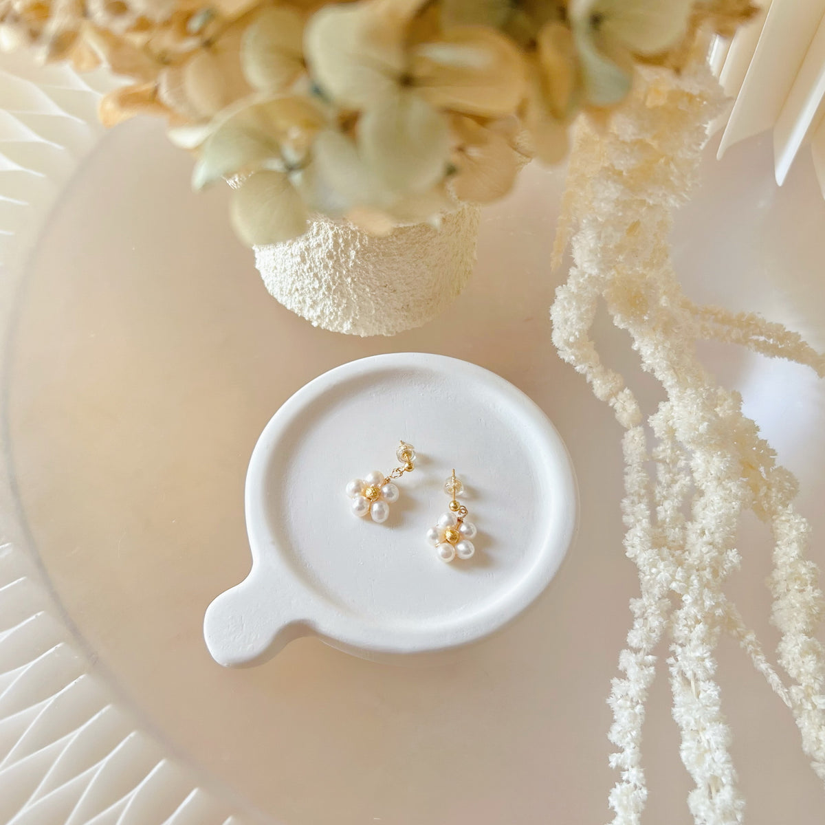 Handcrafted Trinket Dish Small Round Coaster With Handle | LMJ Candles