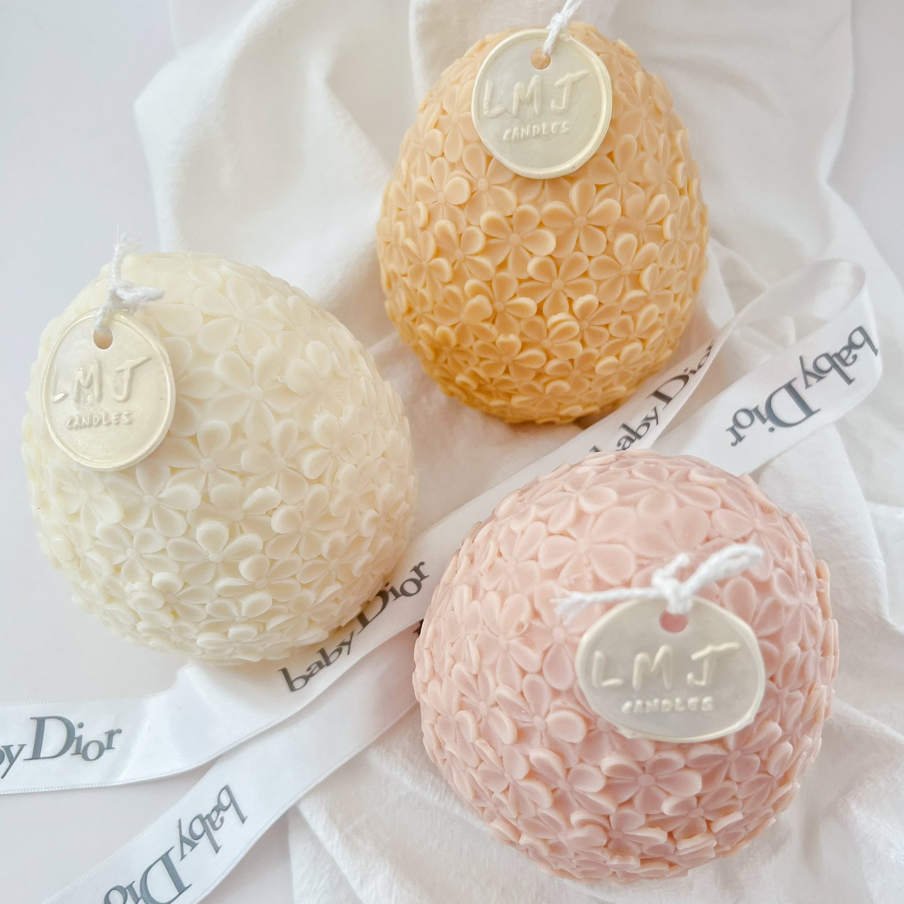 Carved Flower Egg Scented Soy Candle - Easter Gift Décor | LMJ Candles