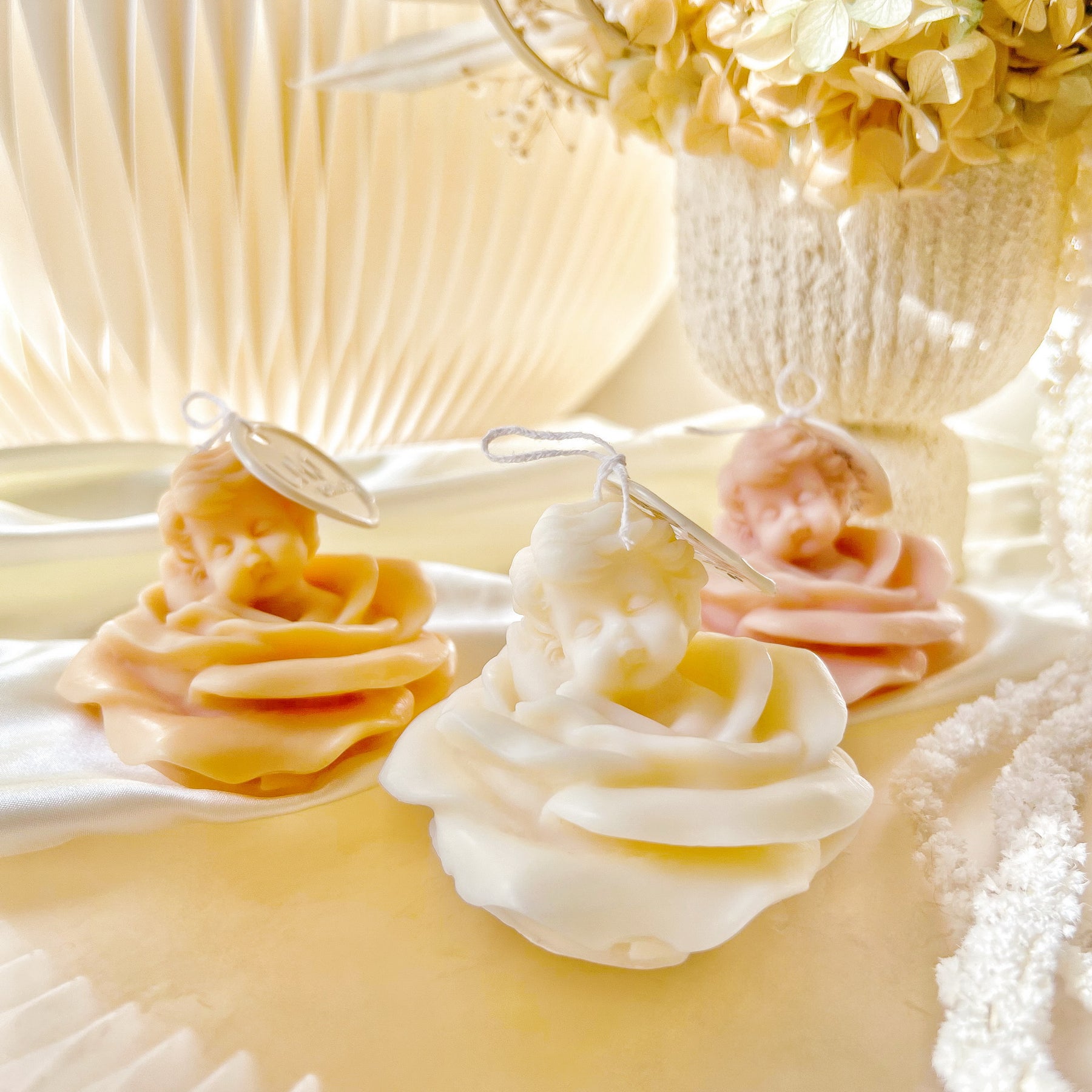 Rose Angel Scented Soy Candle - Cherub Figurine Décor | LMJ Candles
