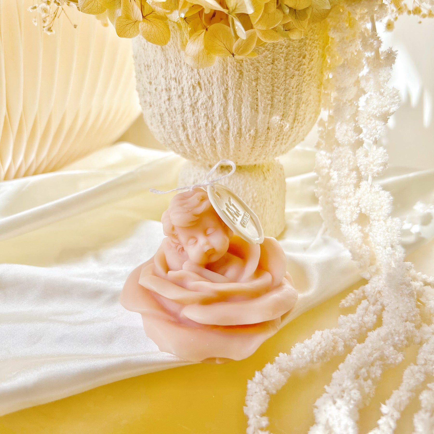 Rose Angel Scented Soy Candle - Cherub Figurine Décor | LMJ Candles