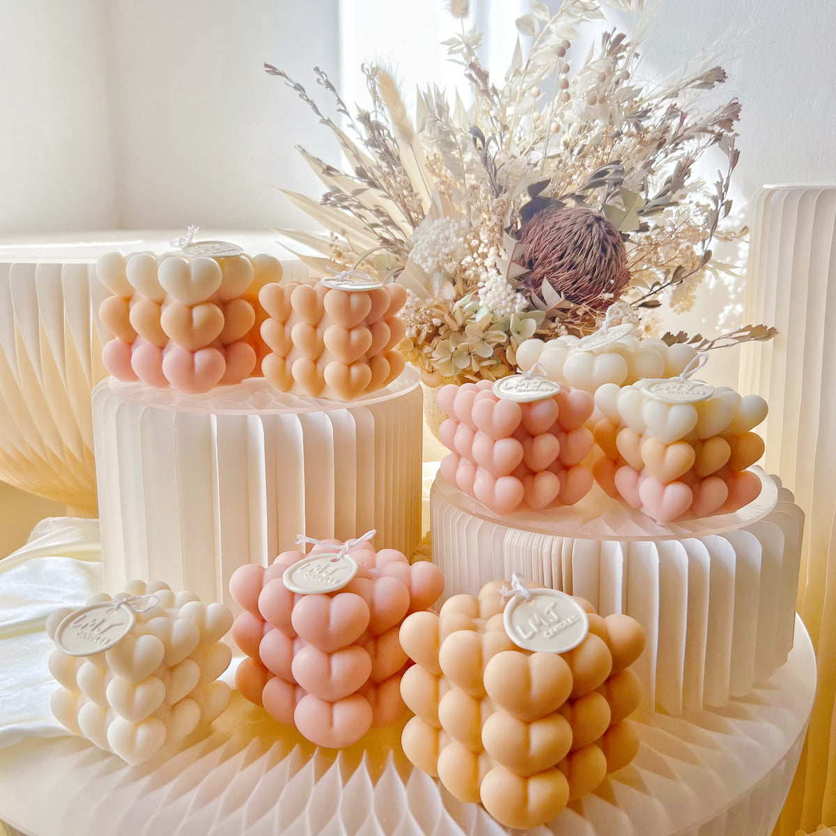 Heart Shaped Cube Candle - Cute Bubble Soy Wax Candle | LMJ Candles