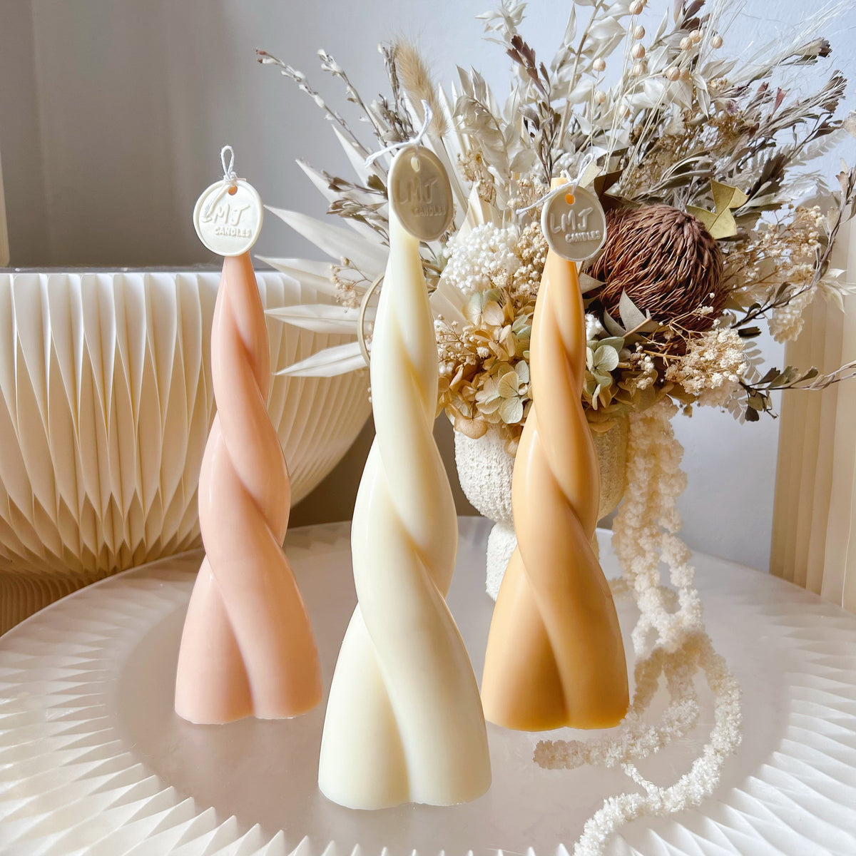 Rattan Scented Soy Pillar Candle - Home & Table Décor | LMJ Candles