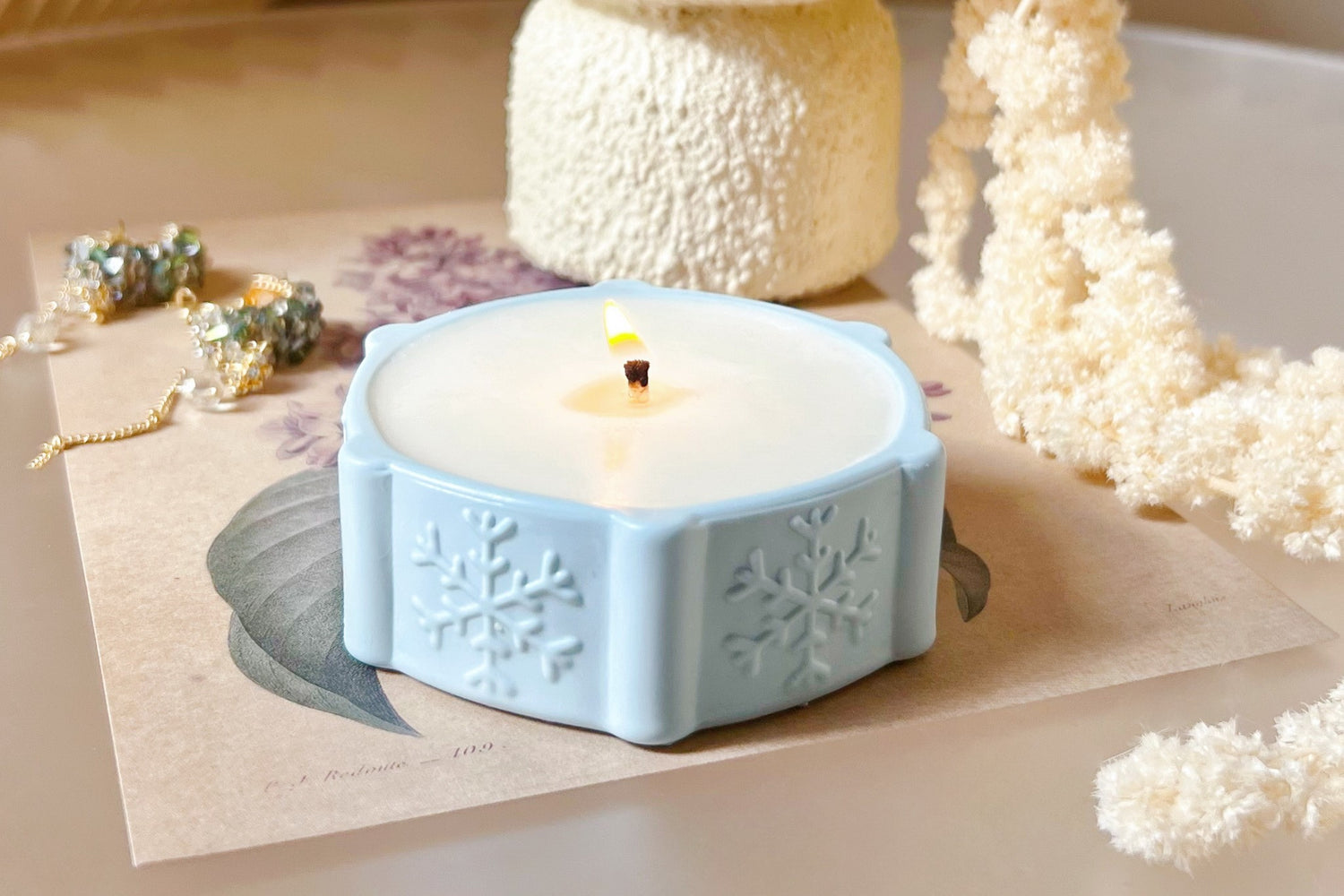 Handmade Soy Wax Candle in Snowflake Concrete Jar | LMJ Candles