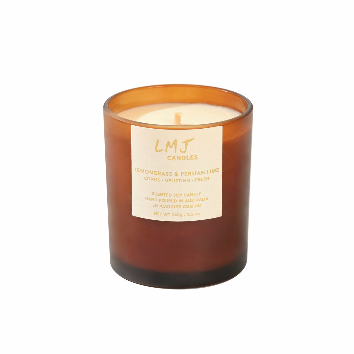 Lemongrass & Persian Lime Soy Candle, Fresh Citrus Candle Australia, LMJ Candles