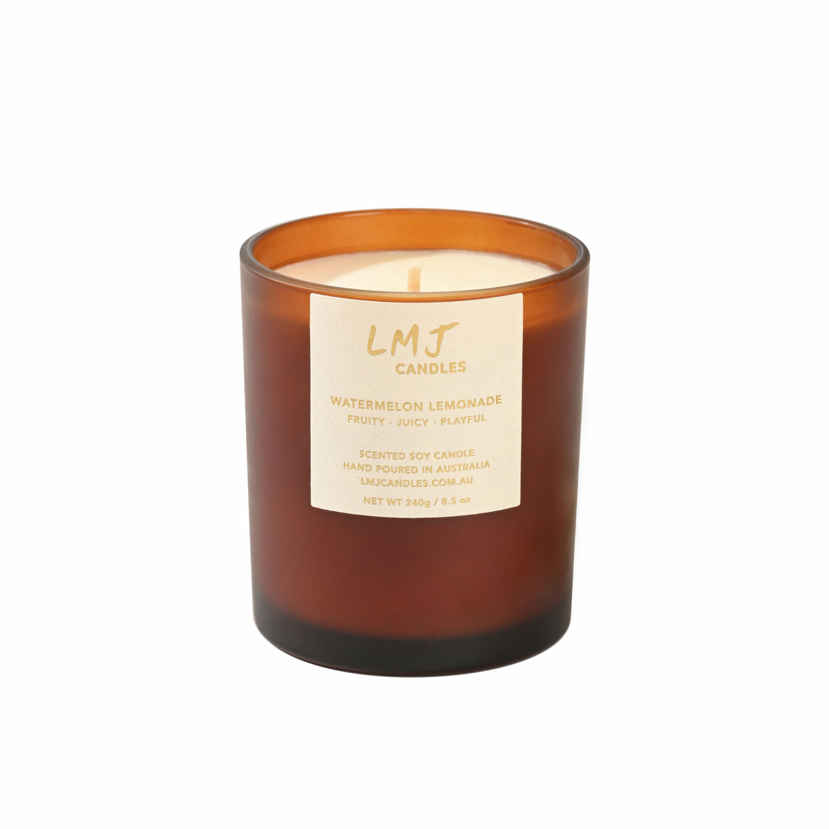 Watermelon Lemonade Soy Candle, Fruity Citrus Candle Australia, LMJ Candles