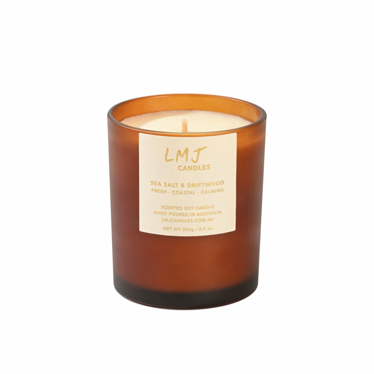 Sea Salt & Driftwood Soy Candle, Ocean & Wood Candle Australia, LMJ Candles