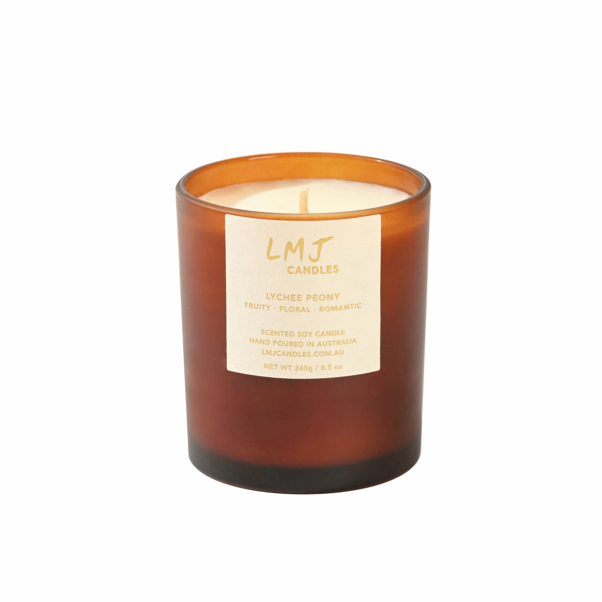 Lychee Peony Soy Candle, Fruity Floral Candle Australia, LMJ Candles