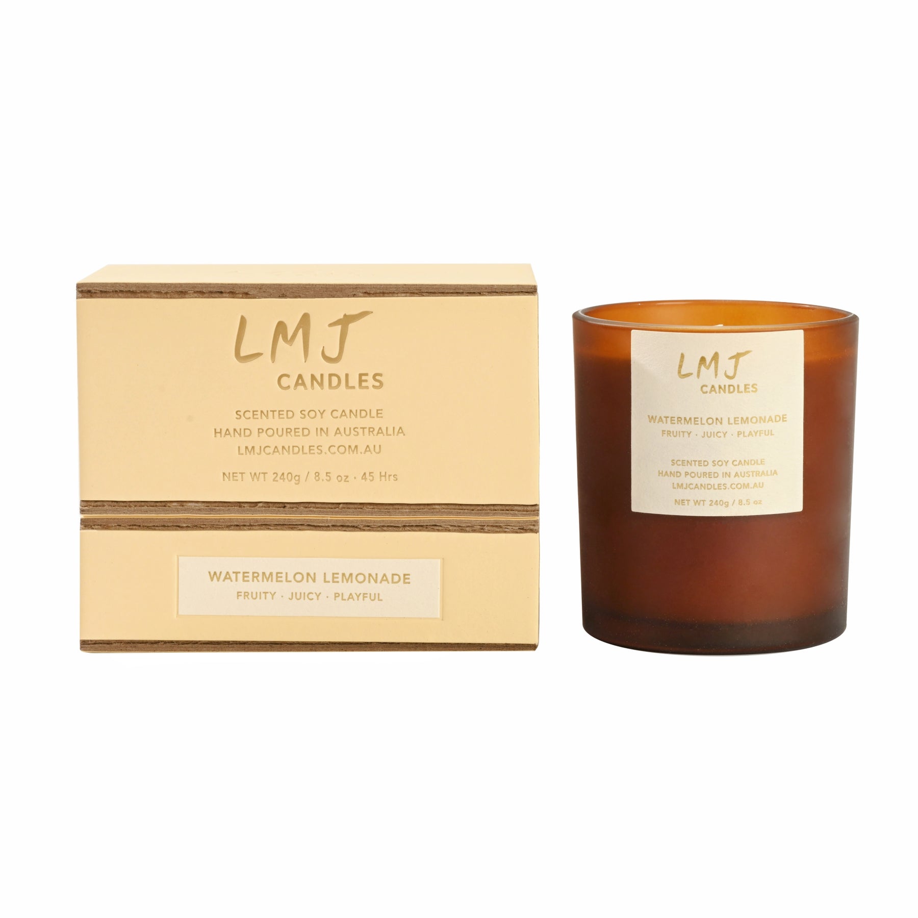 Watermelon Lemonade Soy Candle, Fruity Citrus Candle Australia, LMJ Candles