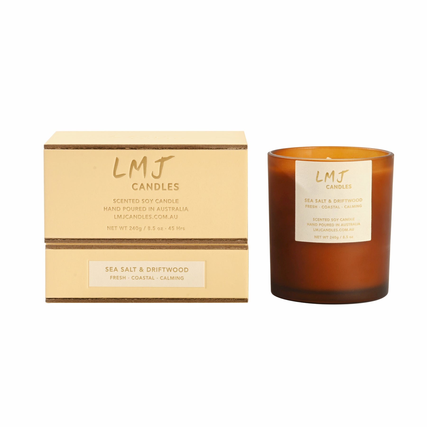 Sea Salt & Driftwood Soy Candle, Ocean & Wood Candle Australia, LMJ Candles