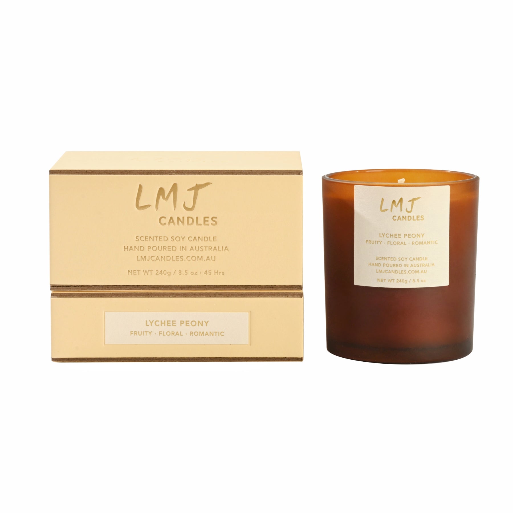 Lychee Peony Soy Candle, Fruity Floral Candle Australia, LMJ Candles