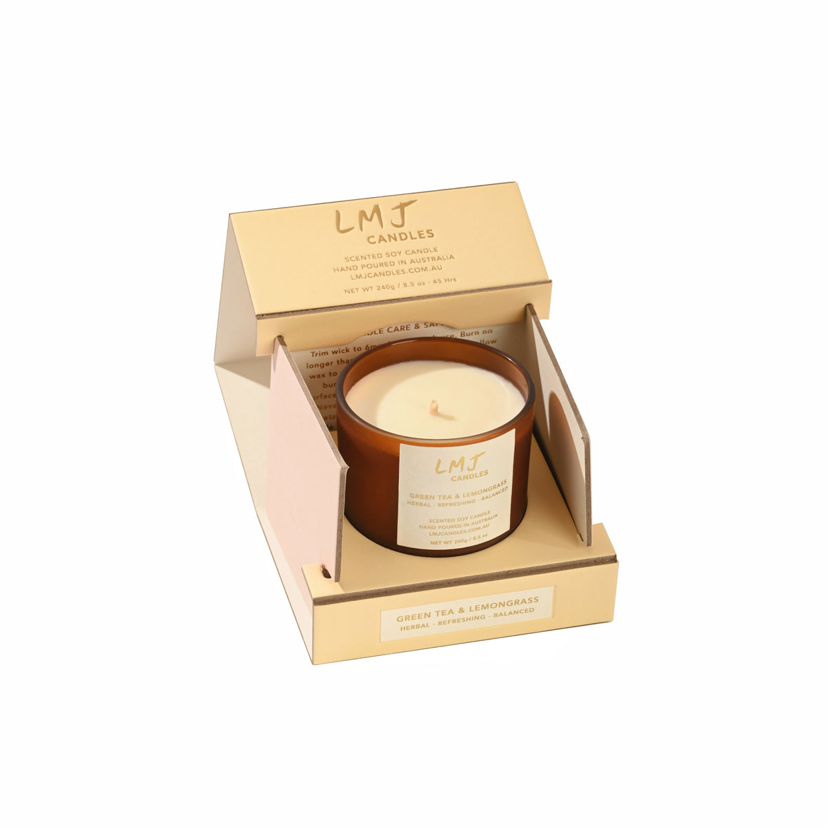 Green Tea & Lemongrass Candle, Natural Soy Candle, LMJ Candles