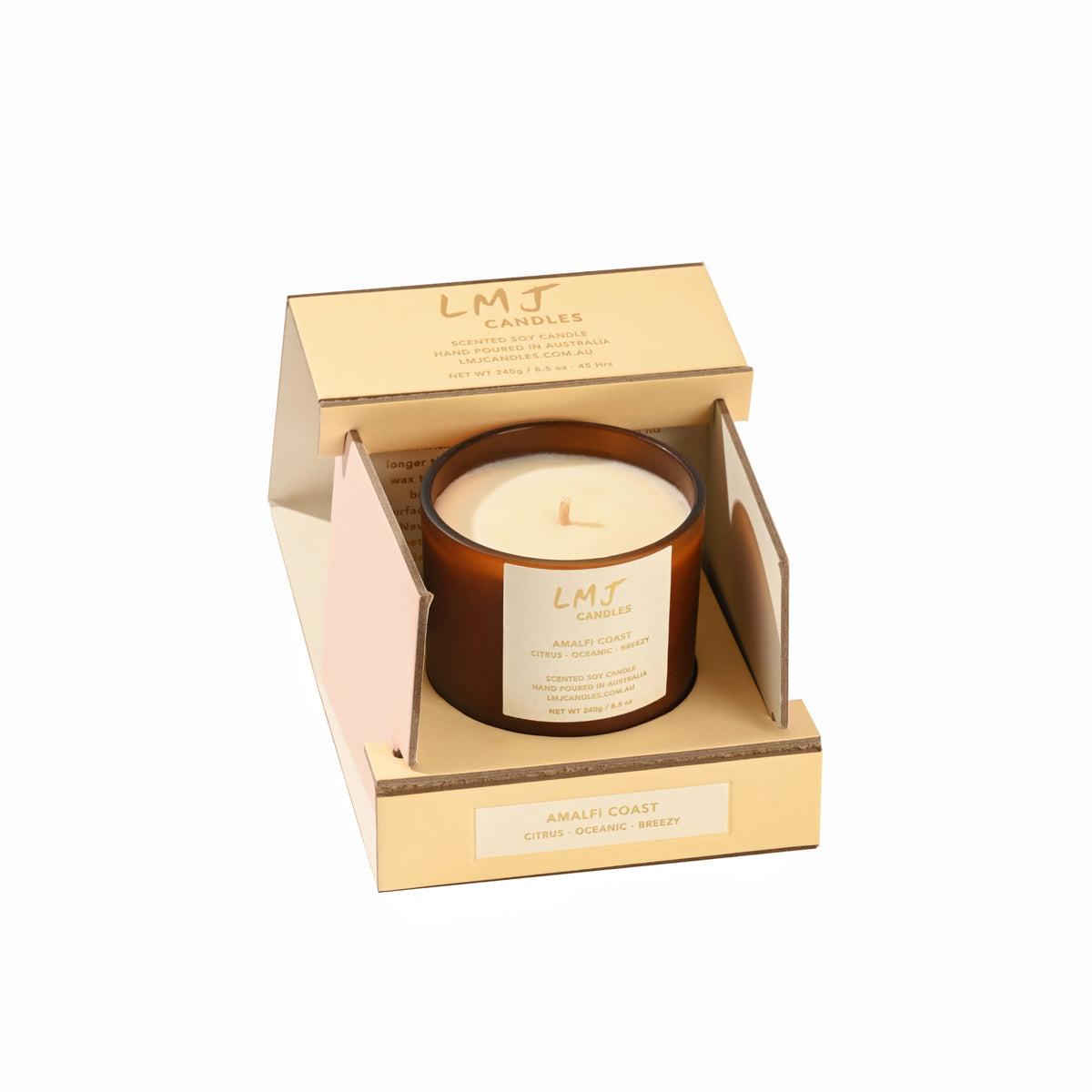 Amalfi Coast Soy Candle, Citrus Floral Signature Candle Australia, LMJ Candles