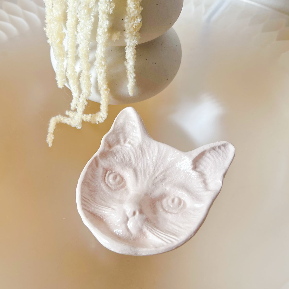 Handcrafted Cat Head Decorative Tray, Trinket Dish - LMJ Candles