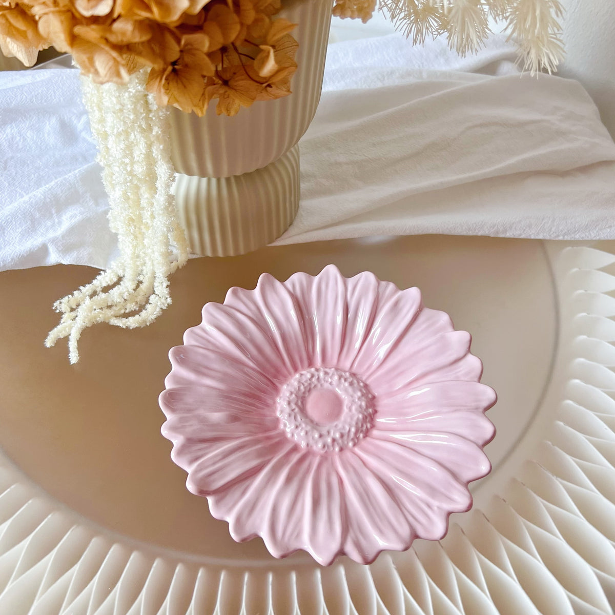 Handcrafted Flower Decorative Tray, Trinket Dish - LMJ Candles