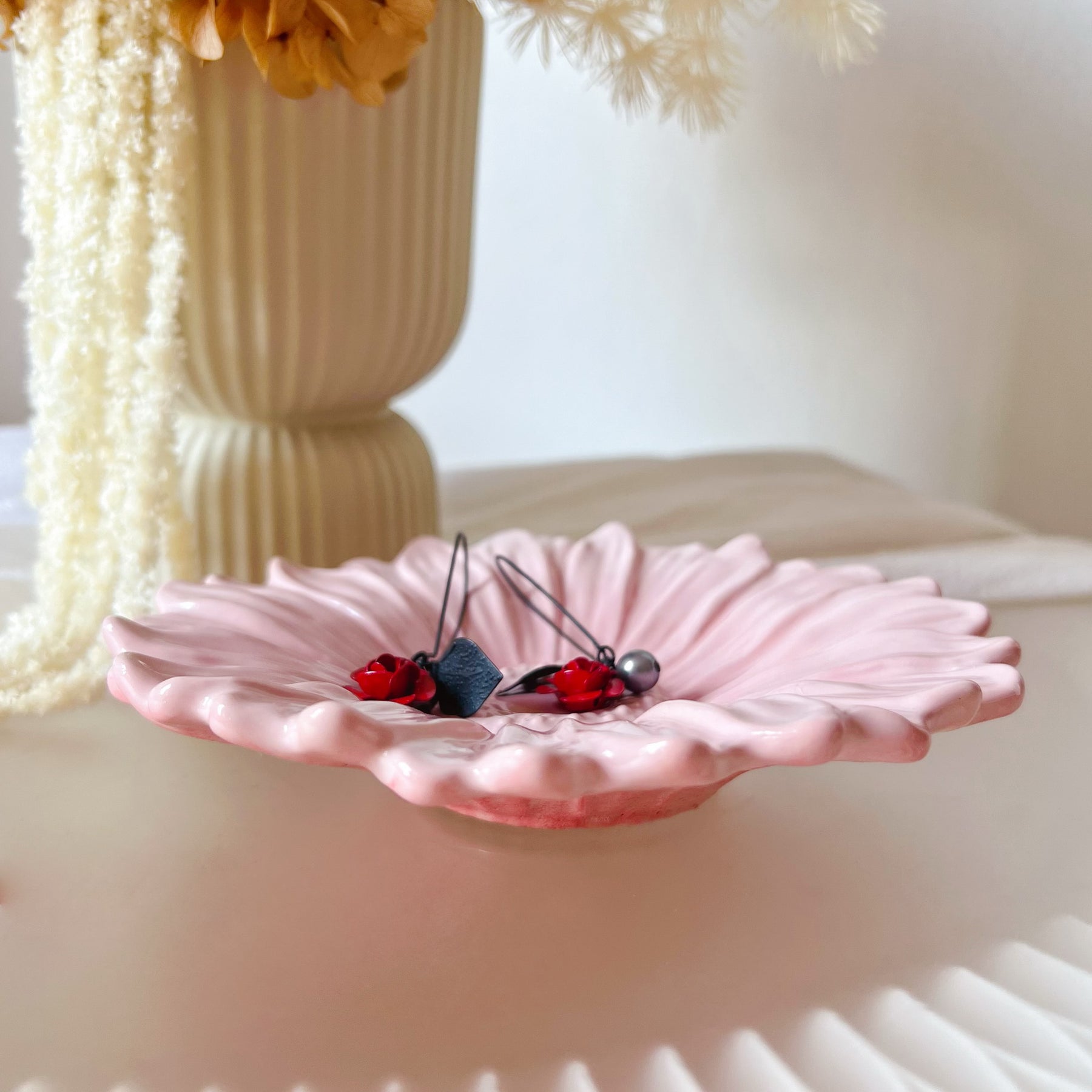 Handcrafted Flower Decorative Tray, Trinket Dish - LMJ Candles