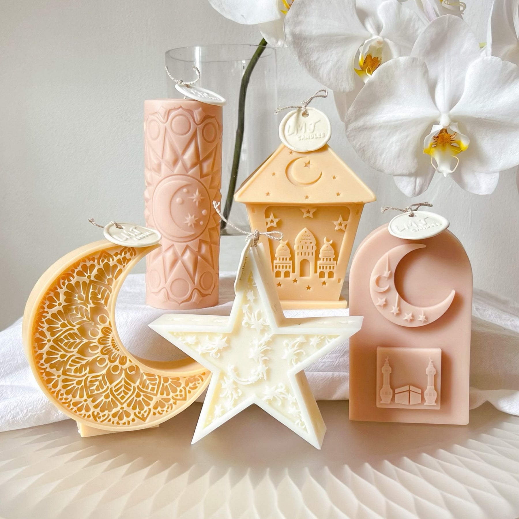 Eid & Ramadan Moon Candle, Handmade Pillar Candle | LMJ Candles
