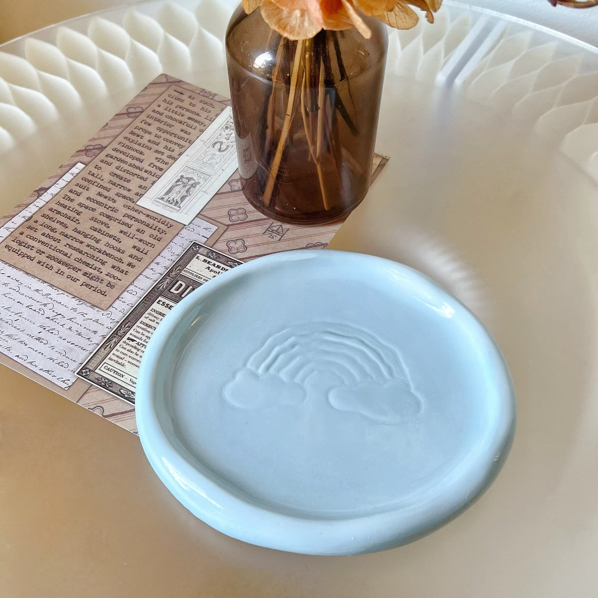 Handcrafted Rainbow Candle Round Tray - LMJ Candles