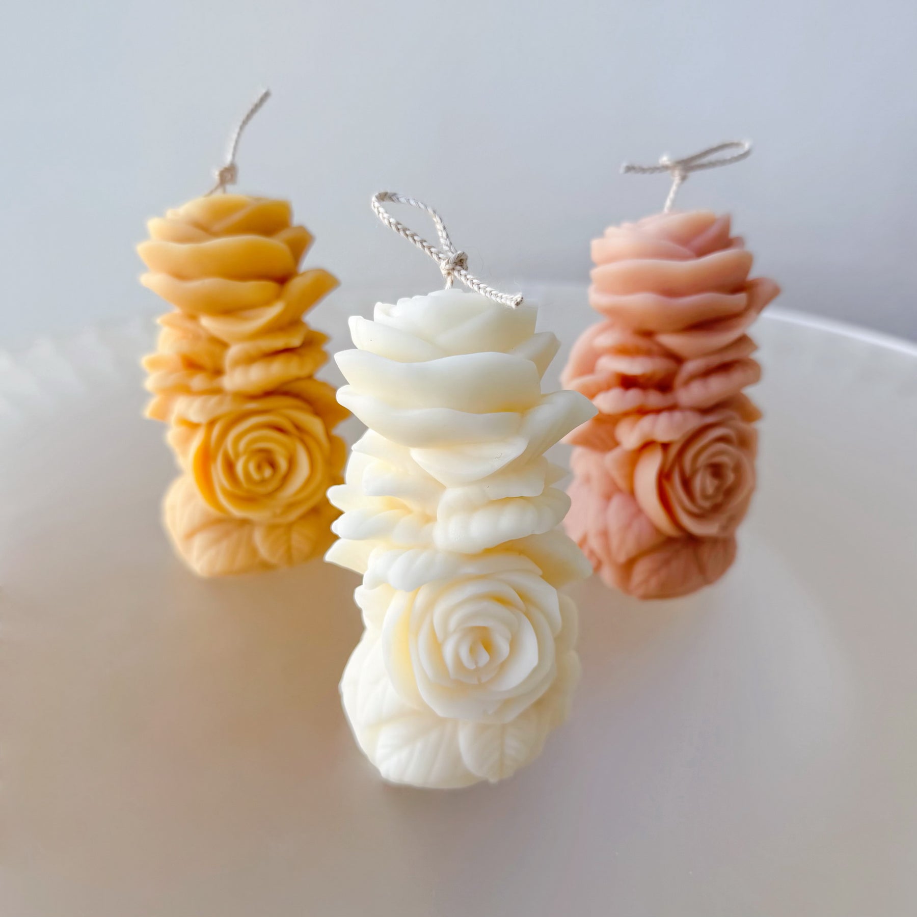 Small Rose Branch Soy Candle, Handmade Floral Candle, LMJ Candles