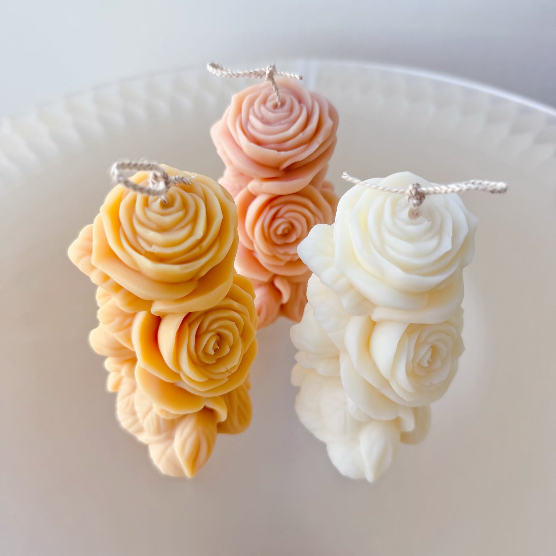 Small Rose Branch Soy Candle, Handmade Floral Candle, LMJ Candles