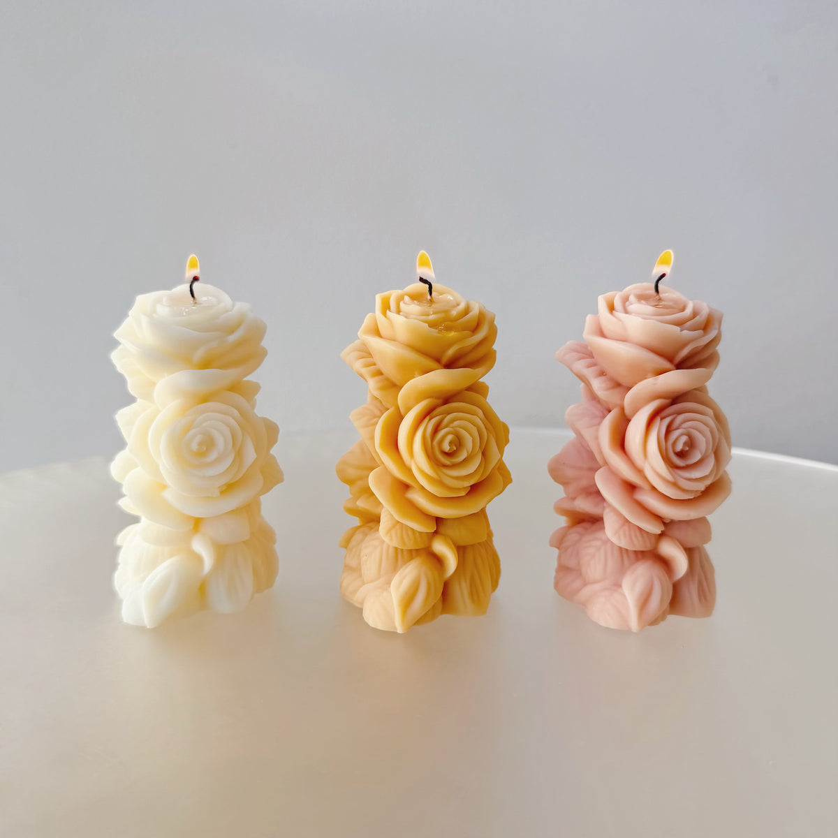 Small Rose Branch Soy Candle, Handmade Floral Candle, LMJ Candles