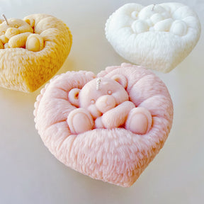 Heart Cushion Teddy Bear Scented Candle, Animal Candle, LMJ Candles