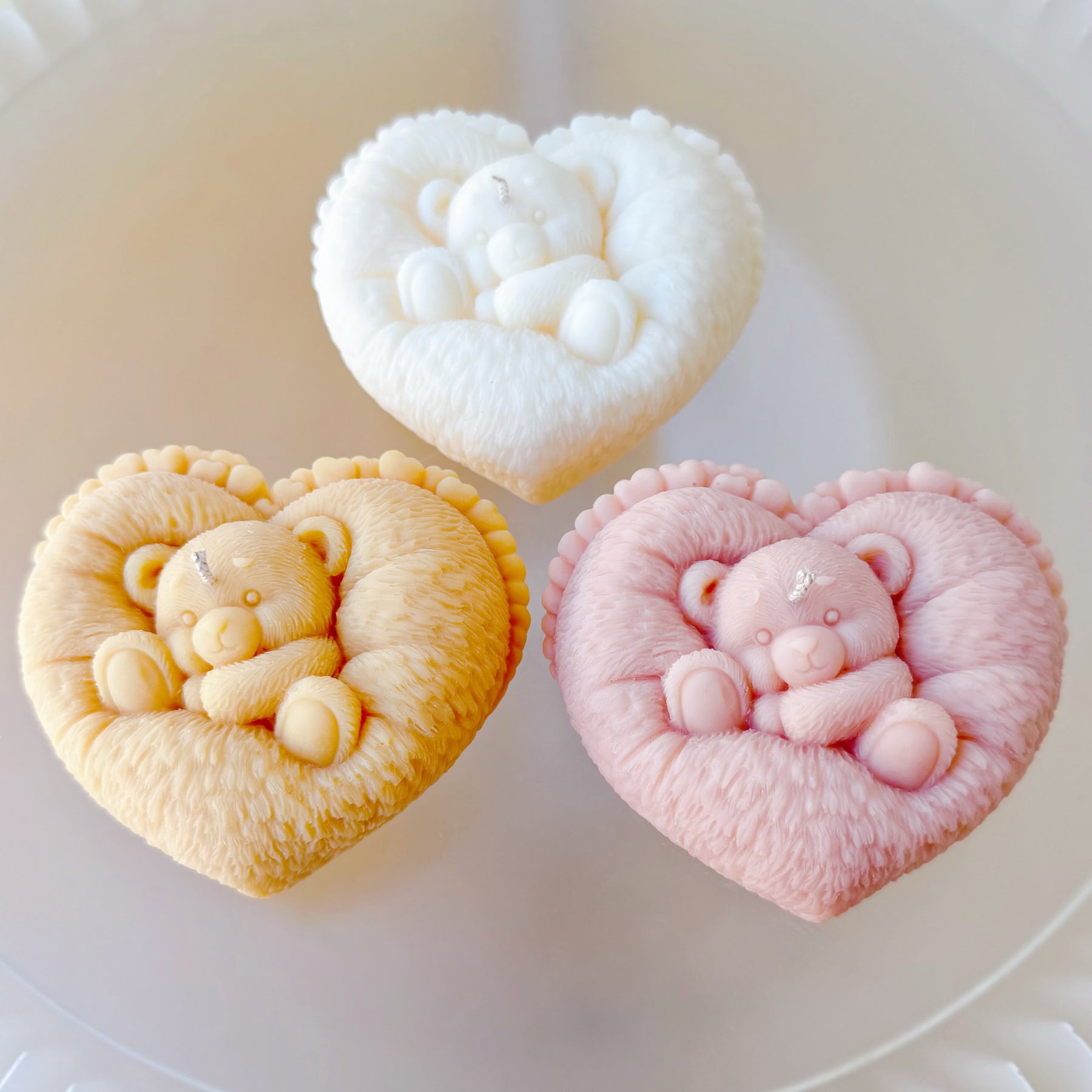 Heart Cushion Teddy Bear Scented Candle, Animal Candle, LMJ Candles