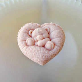 Heart Cushion Teddy Bear Scented Candle, Animal Candle, LMJ Candles