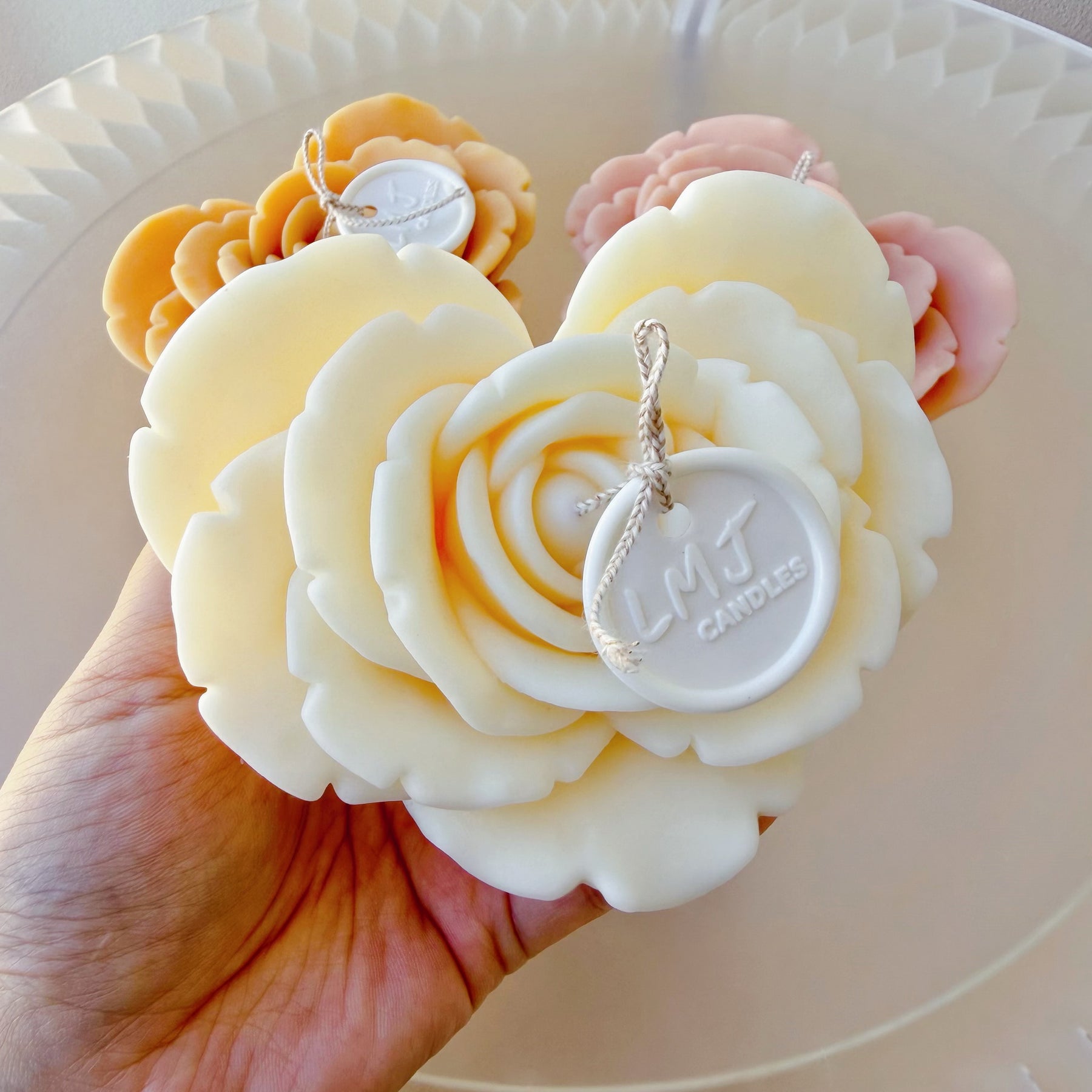 Heart Shaped Rose Scented Candle, Handmade Floral Candle, LMJ Candles