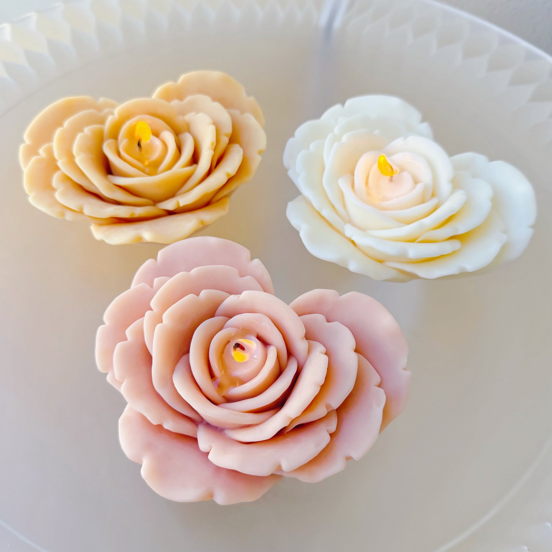 Heart Shaped Rose Scented Candle, Handmade Floral Candle, LMJ Candles