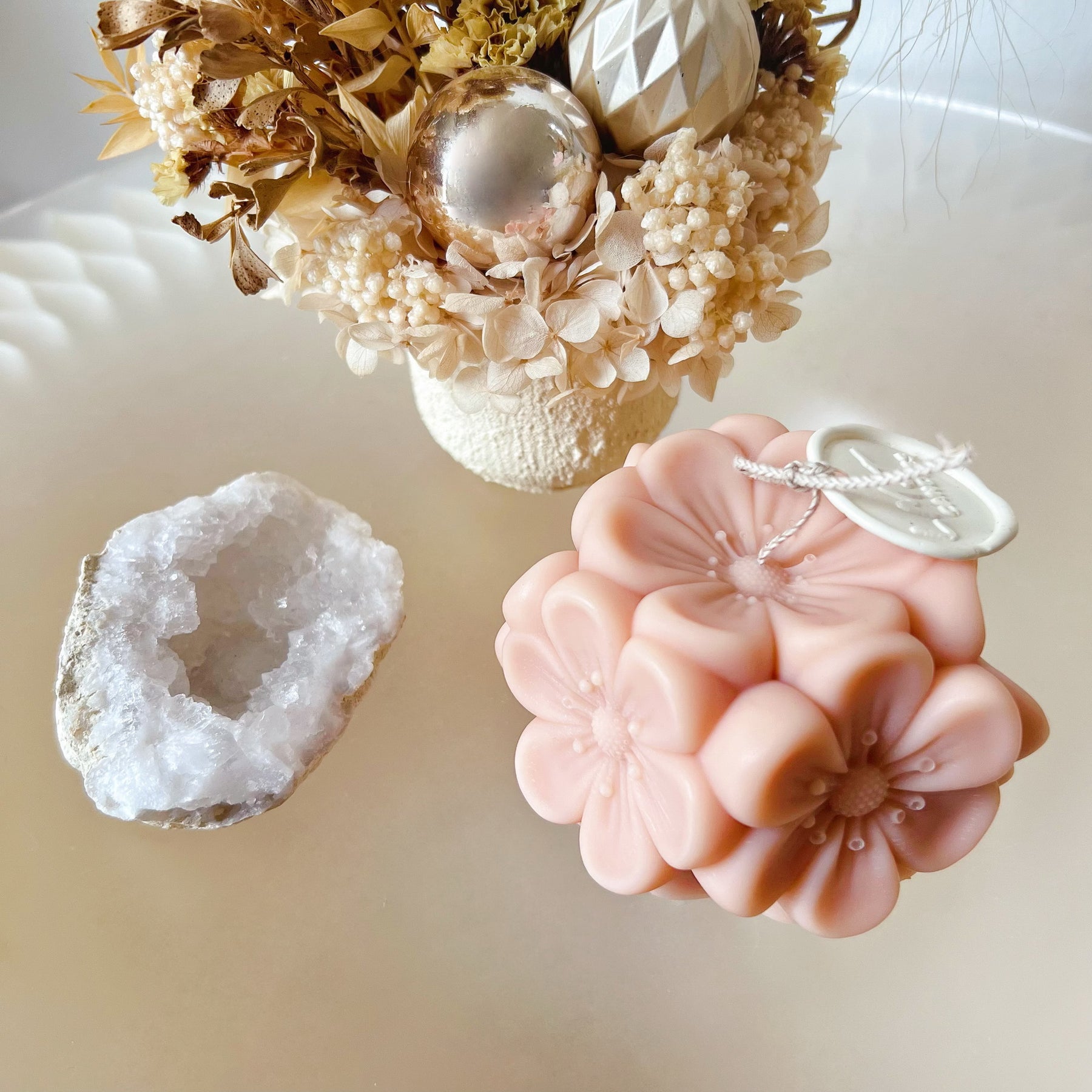 Cherry Blossom Scented Soy Candle, Handmade Floral Candle, LMJ Candles