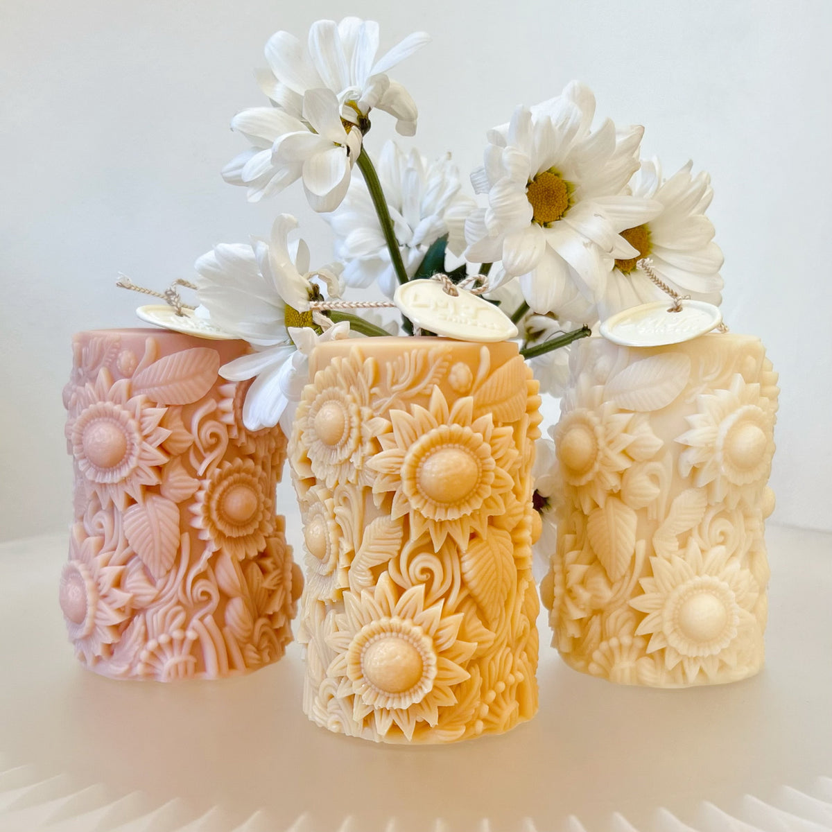 Sunflower Scented Soy Pillar Candle, Home Décor, LMJ Candles